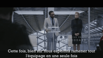 Man And Woman At Podium Drew Goddard GIF