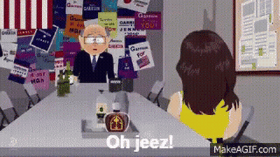Man And Woman At Table Saying Oh Jeez GIF
