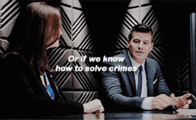 Man And Woman At Table Saying Or If We Know How To Solve Crimes GIF