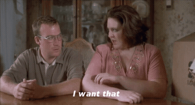 Man And Woman At Table Woman Saying I Want That GIF