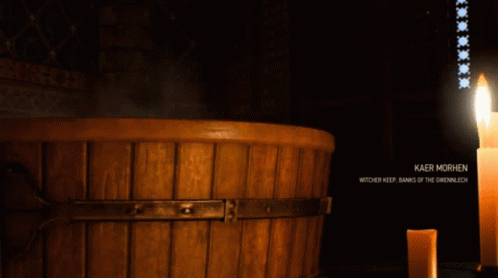 Man And Woman Bathing In Wooden Bucket GIF