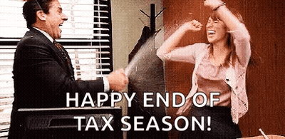 Man And Woman Celebrating End Of Tax Season GIF