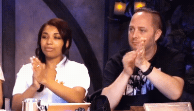 Man And Woman Clapping At Table GIF