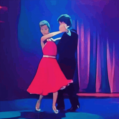 Man And Woman Dancing And Looking At Each Other GIF
