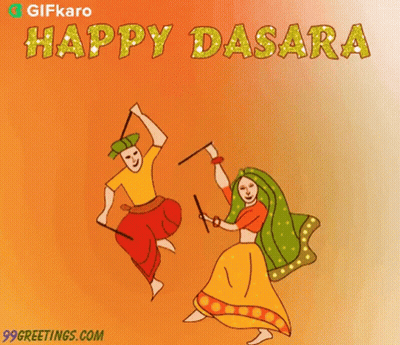 Man And Woman Dancing Happy Dasara GIF