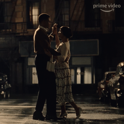 Man And Woman Dancing In Front Of Cafe GIF