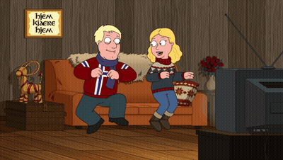 Man And Woman Dancing In Front Of Hjem Kizere Hjem Sign GIF