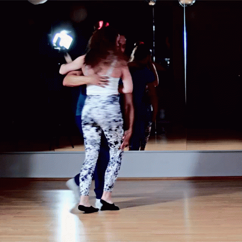 Man And Woman Dancing In Front Of Mirror GIF