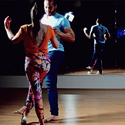 Man And Woman Dancing In Front Of Mirror GIF