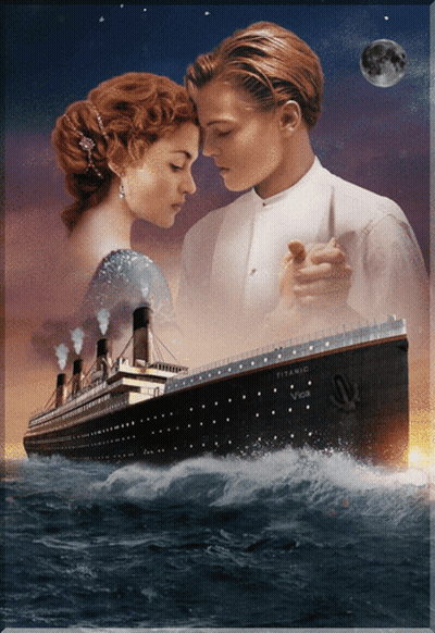 Man And Woman Dancing In Front Of The Titanic GIF