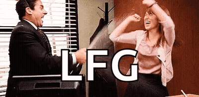 Man And Woman Dancing In Front Of TV With LFG GIF