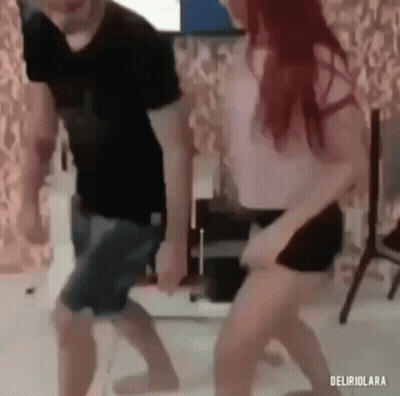 Man And Woman Dancing In Living Room GIF