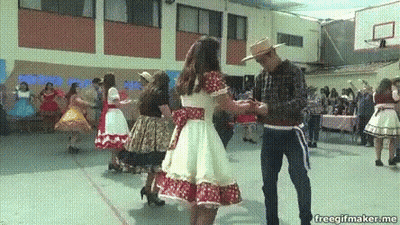 Man And Woman Dancing In Traditional Costumes GIF