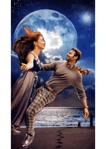 Man And Woman Dancing On Beach Sticker