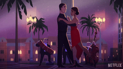 Man And Woman Dancing With Netflix Logo GIF