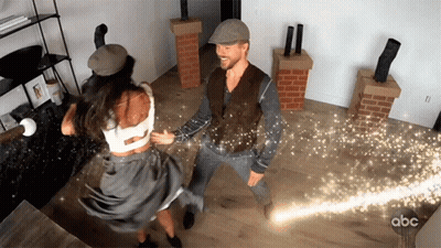 Man And Woman Dancing With Sparks GIF