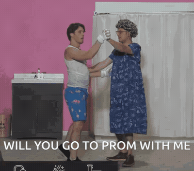 Man And Woman Dancing With Will You Go To Prom GIF