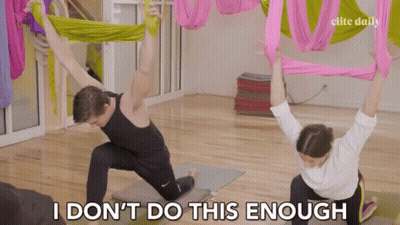Man And Woman Doing Yoga Saying I Don't Do This Enough GIF