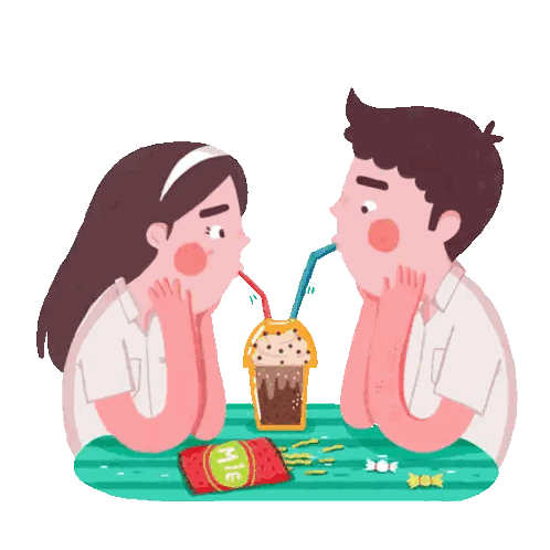 Man And Woman Drinking Through Straws Saying Mie Sticker