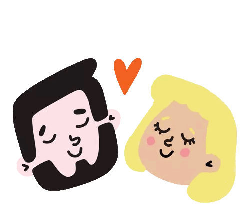 Man And Woman Eyes Closed Heart Above Sticker