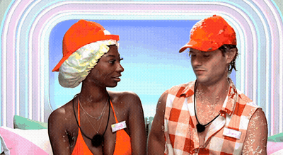 Man And Woman Face To Face Leigh Name Tag GIF