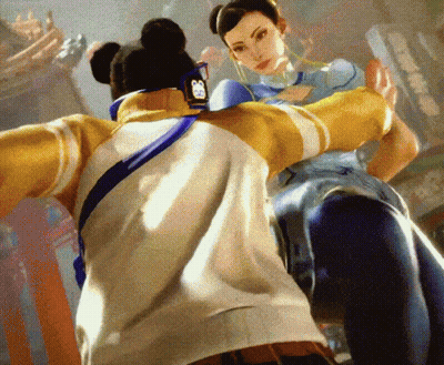 Man And Woman Fighting In Video Game With G Jacket GIF