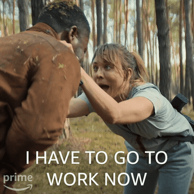 Man And Woman Fighting In Woods Saying I Have To Go To Work Now GIF
