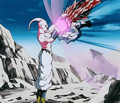 Man And Woman Fighting With Pink Light From Mouths GIF