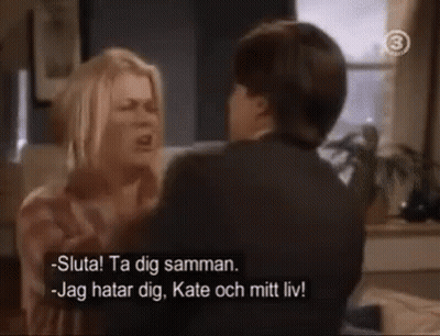 Man And Woman Fighting Woman Saying Sluta GIF