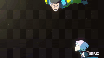 Man And Woman Flying With Netflix Logo GIF