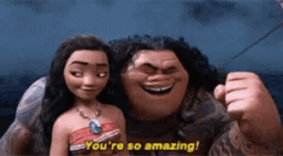 Man And Woman From Moana Talking GIF