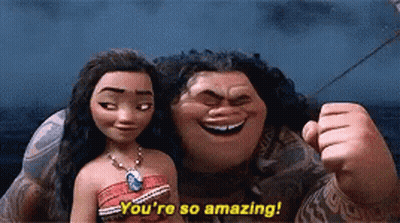 Man And Woman From Moana Talking GIF