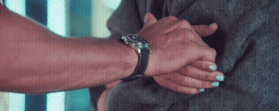 Man And Woman Holding Hands Blue Nail Polish GIF