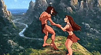 Man And Woman Holding Hands On Hill GIF
