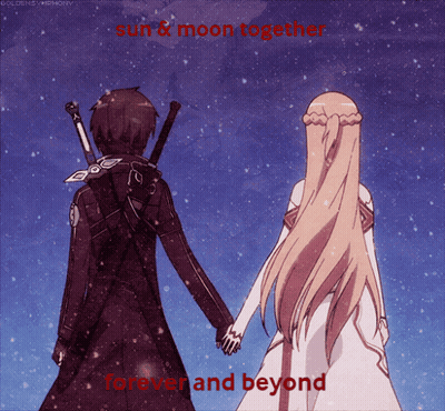 Man And Woman Holding Hands Sun Moon Forever GIF