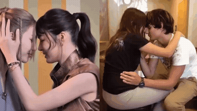 Man And Woman Hugging And Looking At Each Other GIF