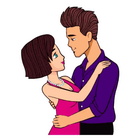 Man And Woman Hugging And Looking At Each Other Sticker