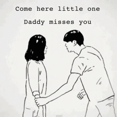Man And Woman Hugging Come Here Little One Daddy Misses You GIF
