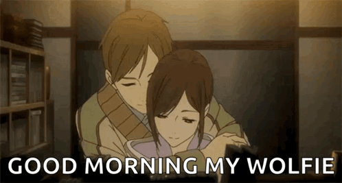 Man And Woman Hugging Good Morning Wolfie GIF