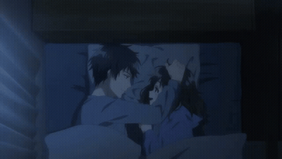 Man And Woman Hugging In Bed GIF