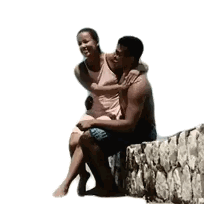 Man And Woman Hugging On Stone Wall Sticker