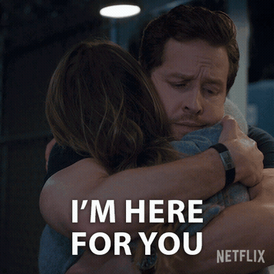 Man And Woman Hugging Saying I'm Here For You GIF