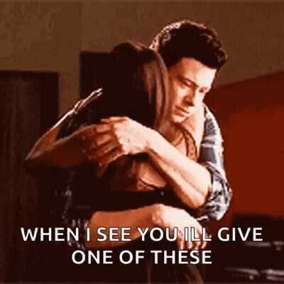 Man And Woman Hugging When I See You I'll Give One Of These GIF