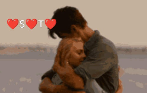 Man And Woman Hugging With ST GIF