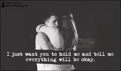 Man And Woman Hugging With Text I Just Want You To Hold Me GIF