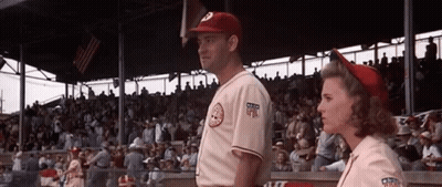 Man And Woman In Baseball Stadium GIF