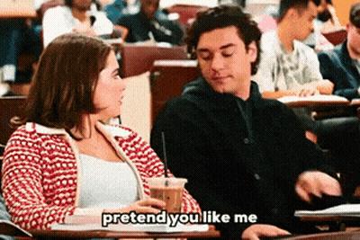 Man And Woman In Classroom Pretend You Like Me GIF