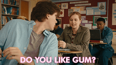 Man And Woman In Classroom Saying Do You Like Gum GIF
