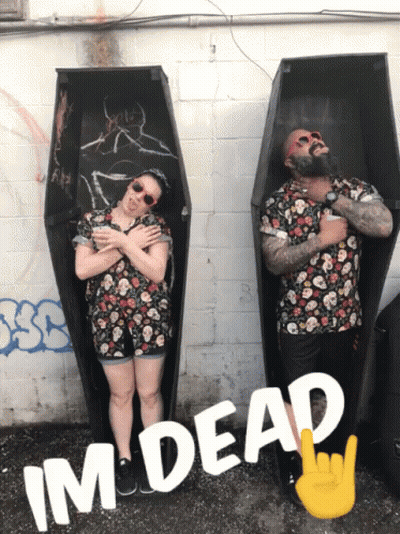 Man And Woman In Coffins Saying I'm Dead GIF