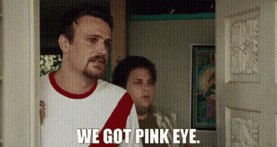 Man And Woman In Doorway Saying We Got Pink Eye GIF